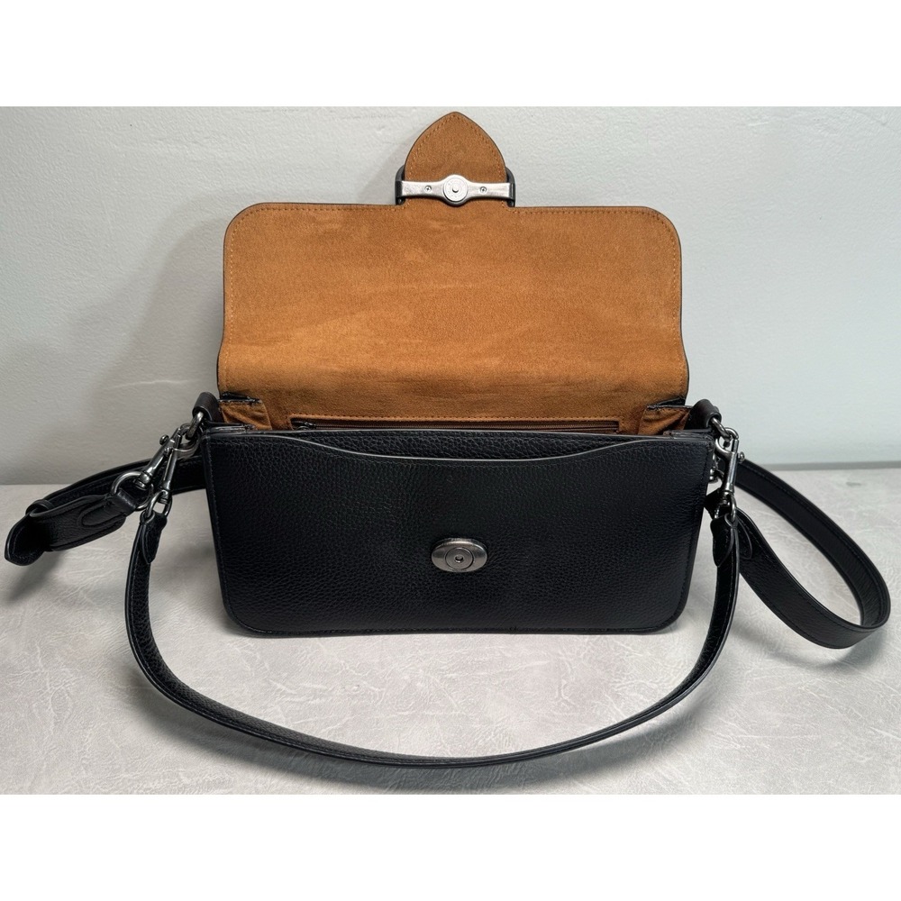 Coach CE562 Morgan Shoulder Bag Black Pebbled Leather Crossbody Handbag + Wallet - Picture 5 of 15